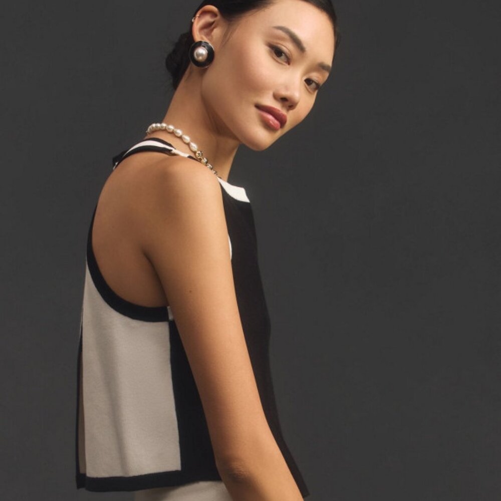 Anthropologie Maeve Shrunken Open-Back Sweater Tank